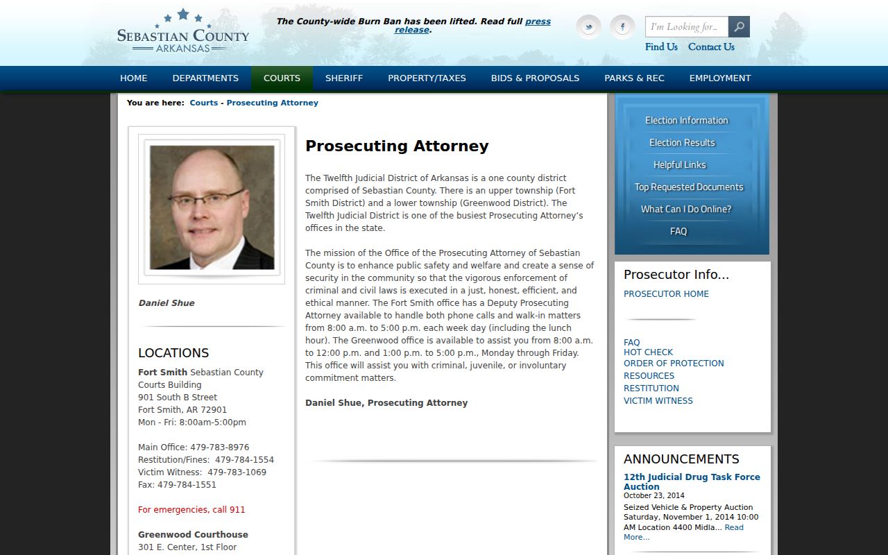 Sebastian County Prosecuting Attorney office information