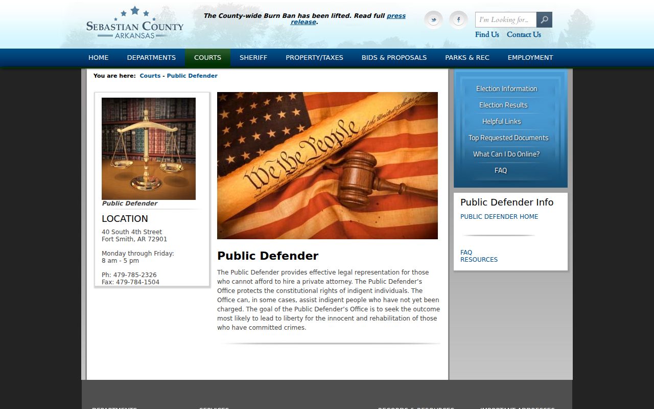 Sebastian County Public Defender office information