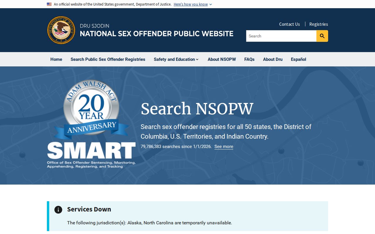 National Sex Offender Public Website official search interface